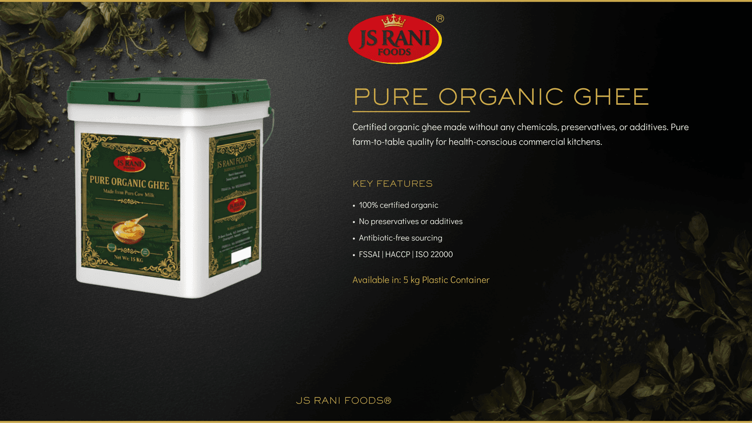 JS Rani Foods Pure Organic Ghee